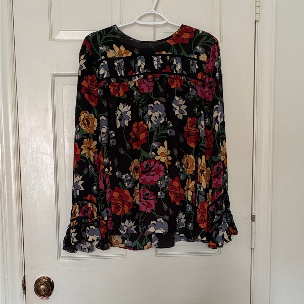 Vibrant Floral Ruffle Blouse